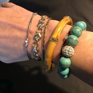 Gorgeous Italian 14k tri-color gold heart bracelet; 7.5” long, approx. .5” width